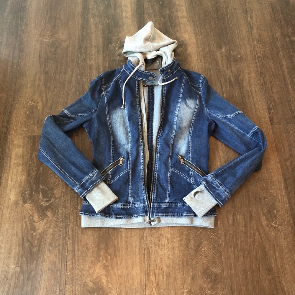 DownEast Blue Jean Jacket with Gray Hood